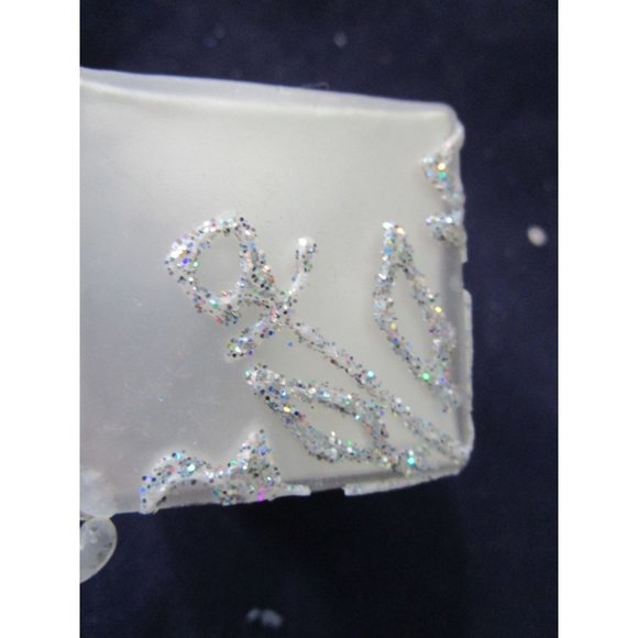Silver Mercury Style Square Blown Glass Glitter Accent Ornaments A Set of Three - Picture 10 of 15
